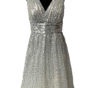 Marchesa Silver Sequin A-line Dress for Prom